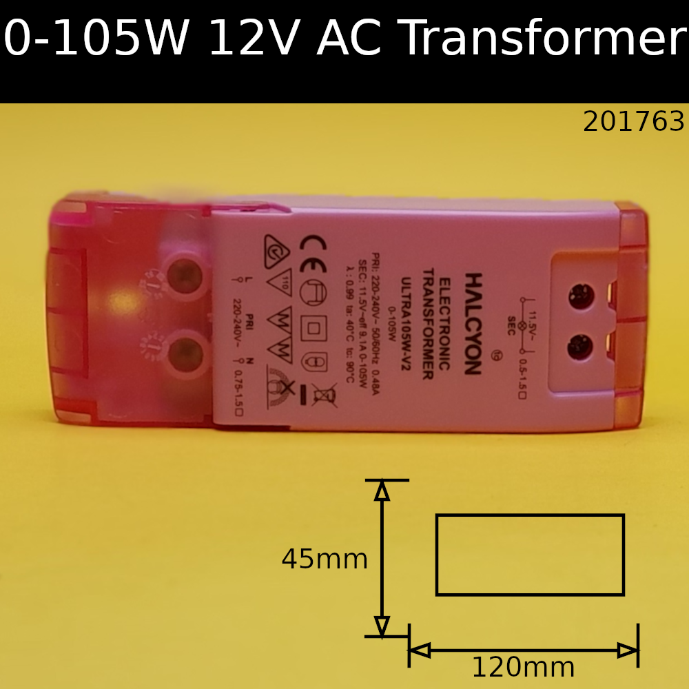 12V AC 0 - 105w Electronic Transformer