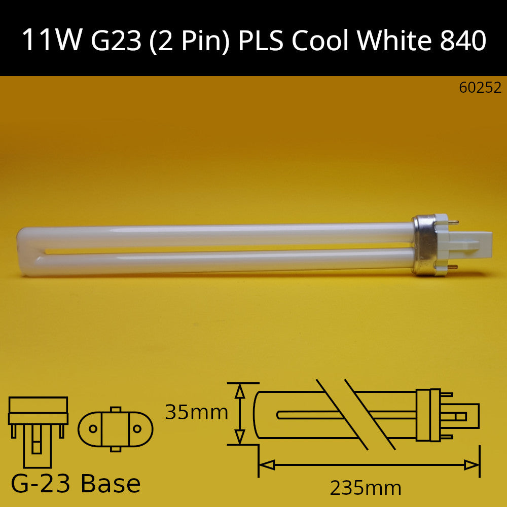 11W G23 (2 Pin) PLS 4,000K Cool White 840 Compact Fluorescent