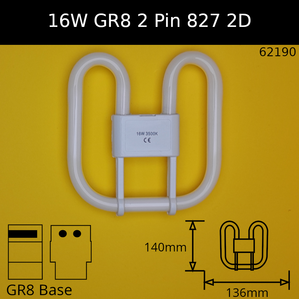 16W GR8 (2 Pin) 2D Compact Fluorescent