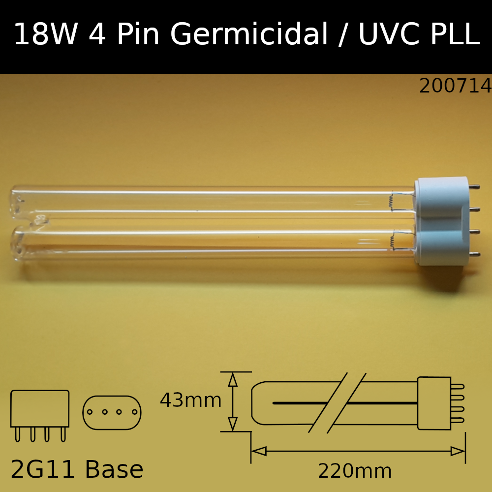 18W 2G11 (4 pin) PLL UVC Germicidal Fluorescent