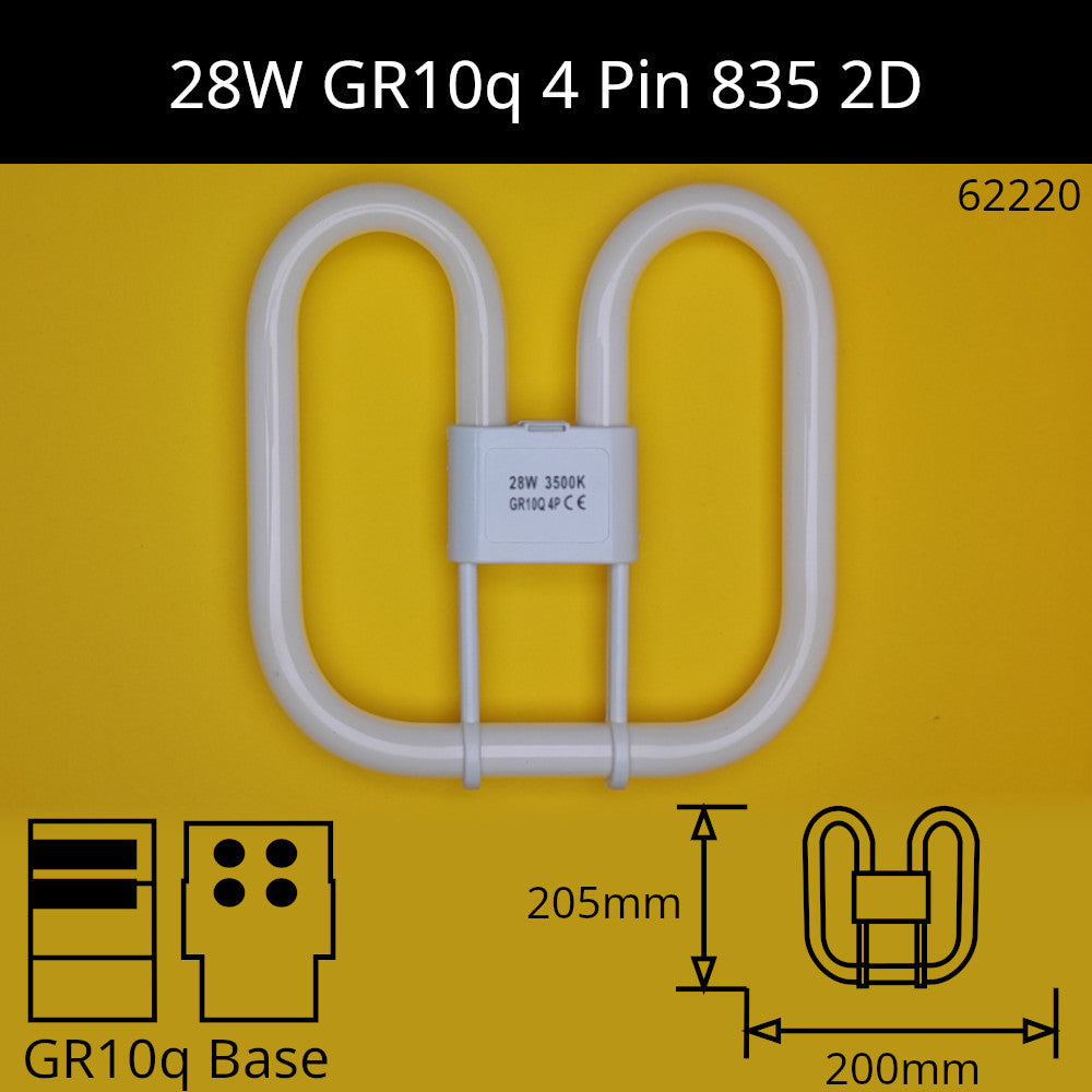 28W GR10q (4 Pin) 2D 3,500K Warm White 835 Compact Fluorescent