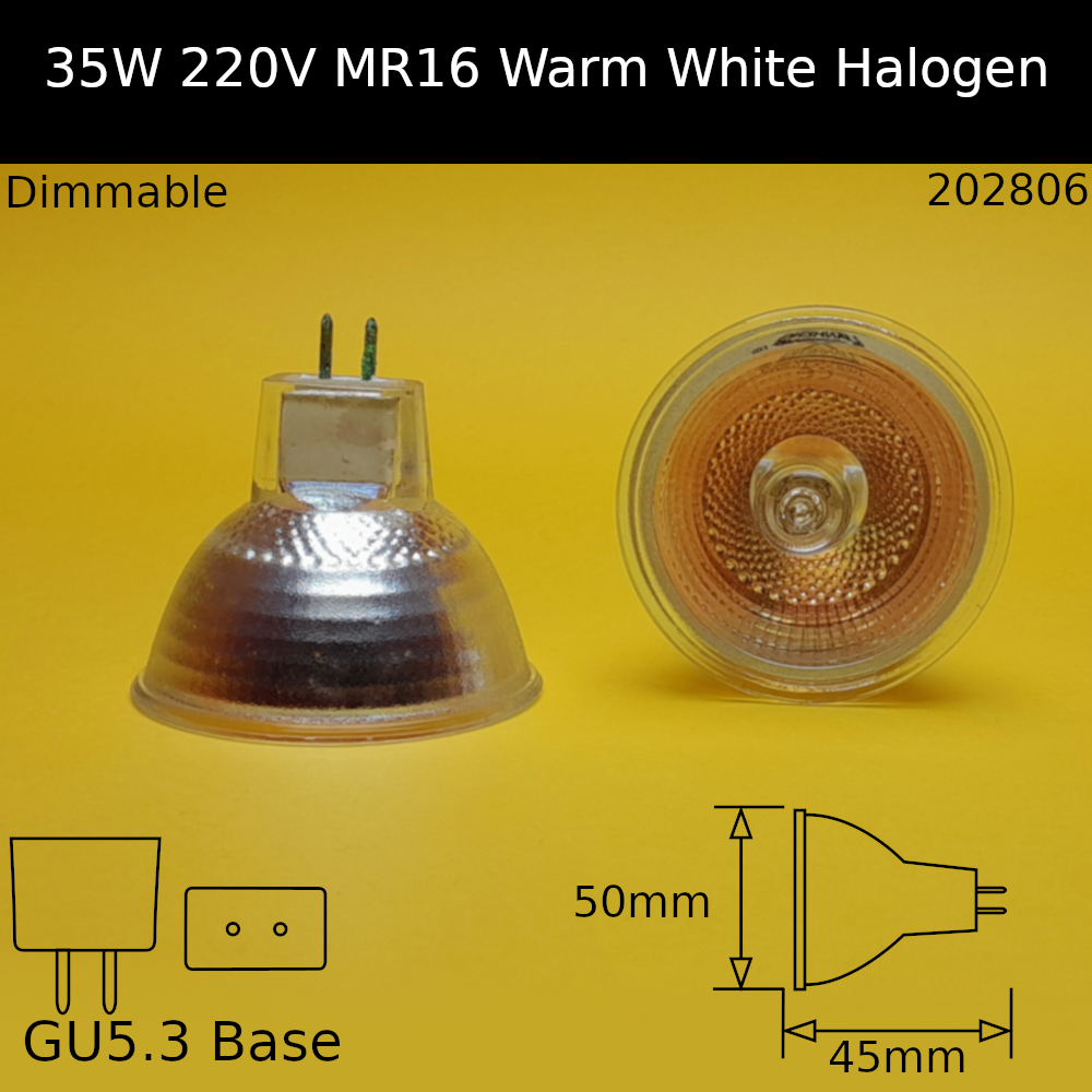 35W 220V MR16 Warm White Open Halogen