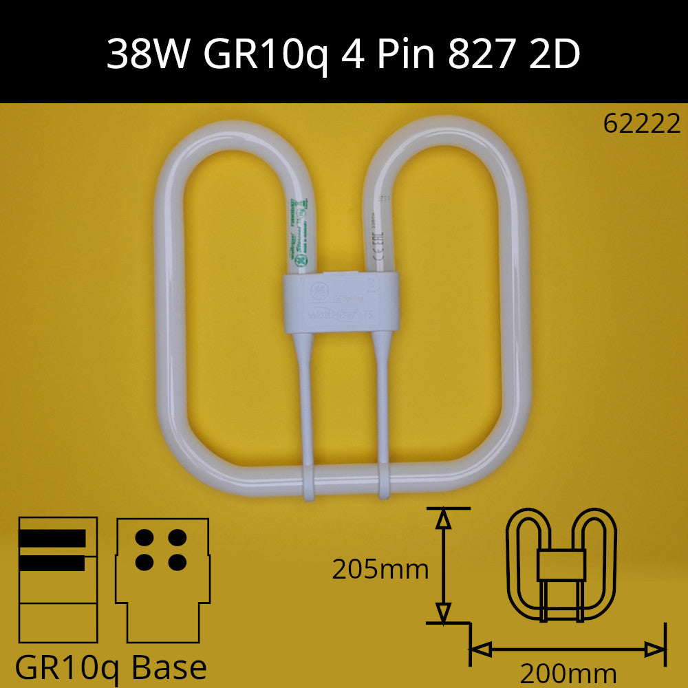 38W GR10q (4 Pin) 2D 2,700K Warm White 827 Compact Fluorescent