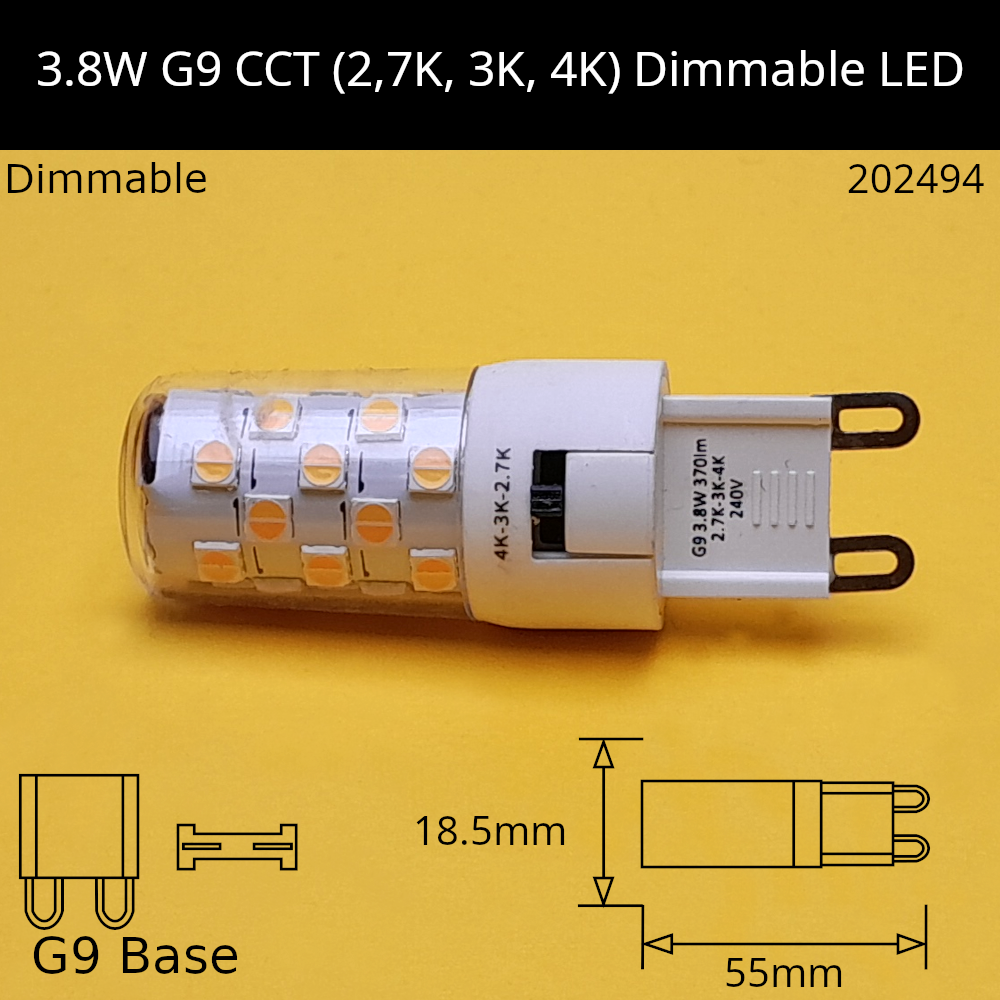 3.8W G9 240v CCT (2.7K,3K,4K) LED