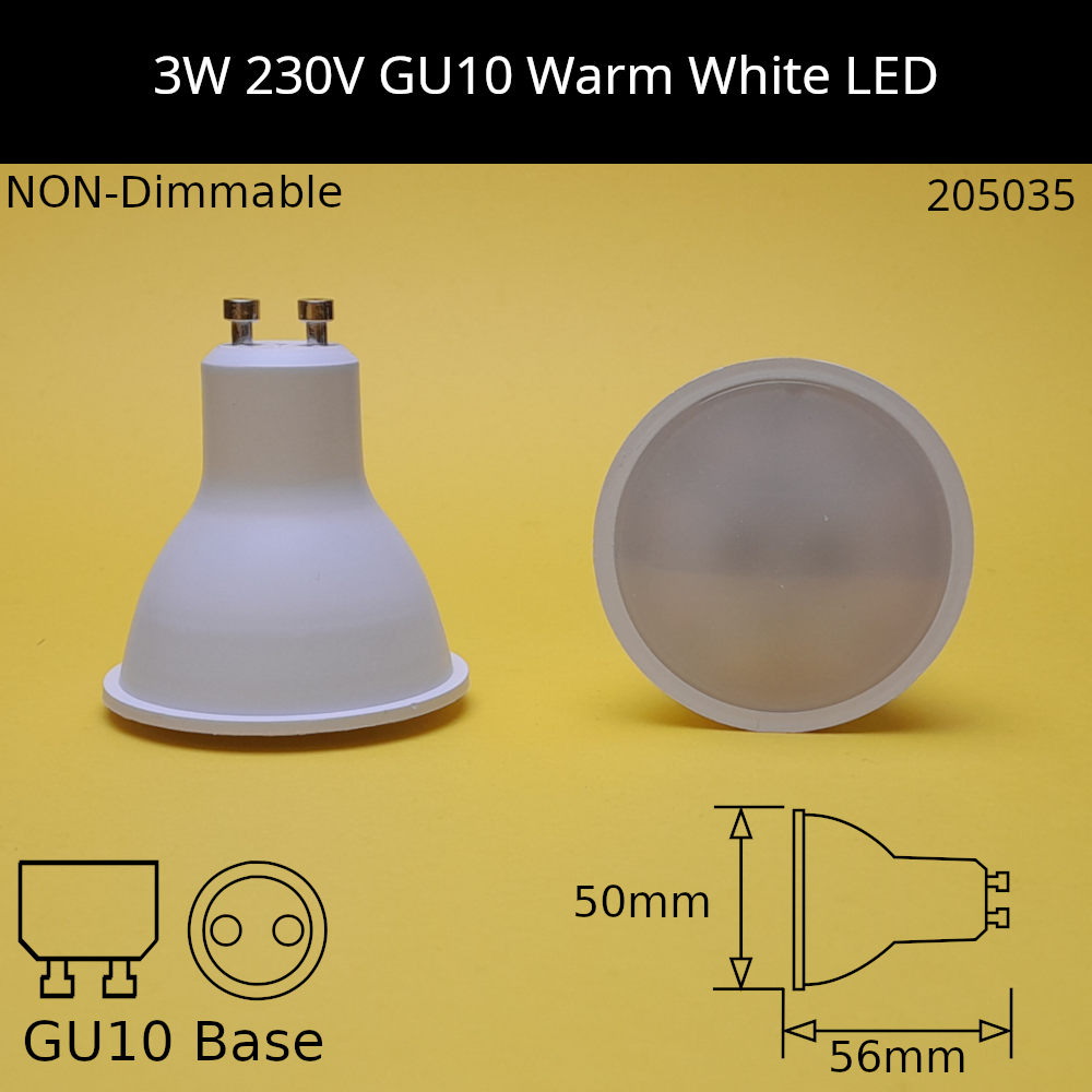 3W - 240lm - Non Dimmable / 3000K - Warm White / 120