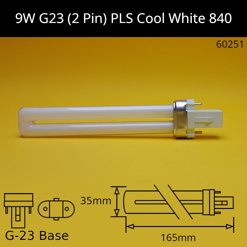 9W G23 (2 Pin) PLS 4,000K Cool White 840 Compact Fluorescent