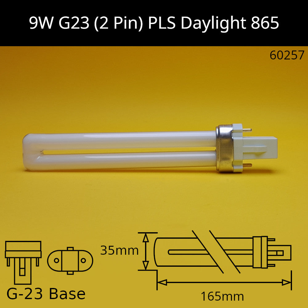 9W G23 (2 Pin) PLS 6,500K Daylight 865 Compact Fluorescent