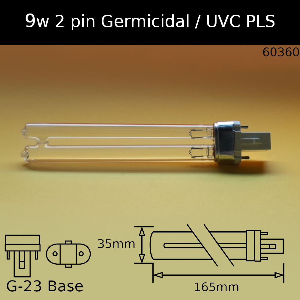 9W G23 (2 Pin) PLS UVC Germicidal Fluorescent