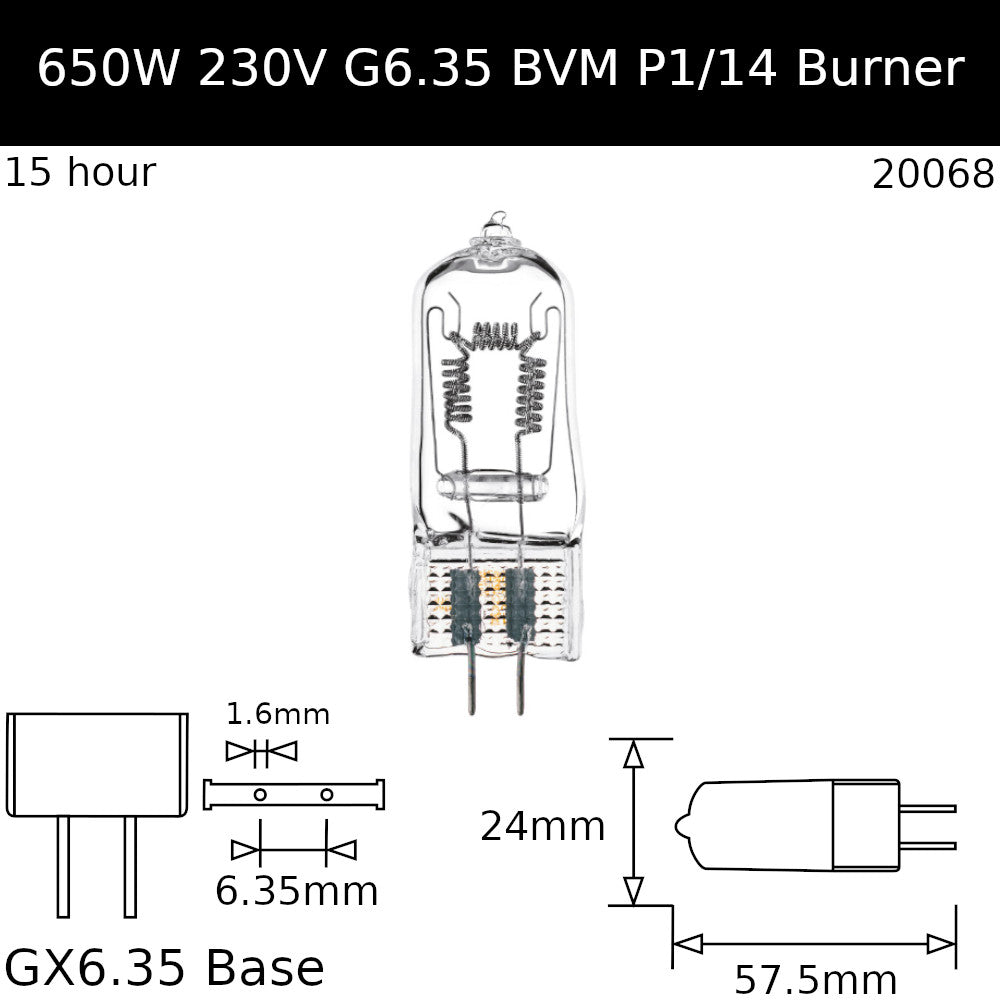 BVM 650W 230V GX6.35 - Osram code 64540