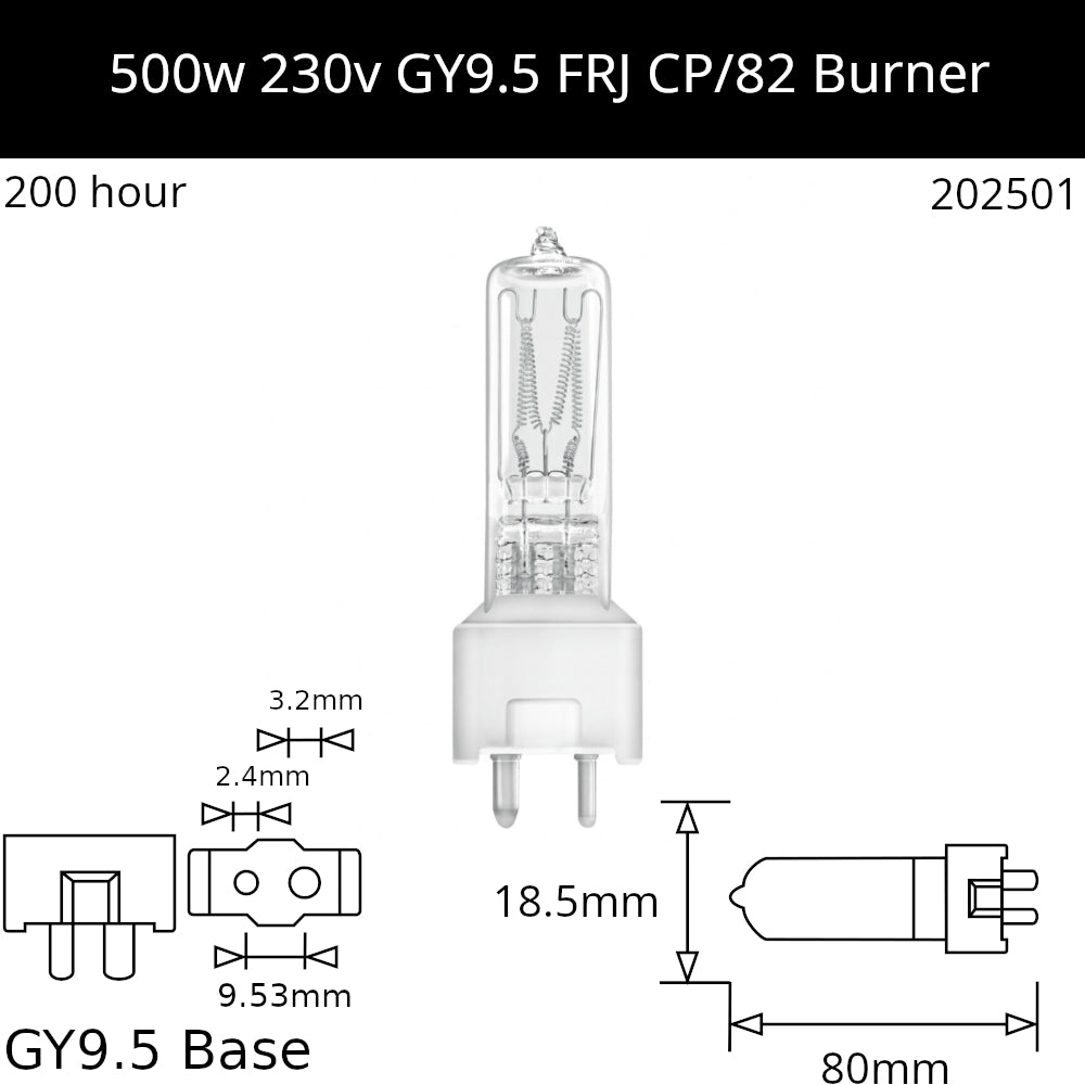 FRJ 500w 230v GY9.5 CP/82 - Osram Code 64674