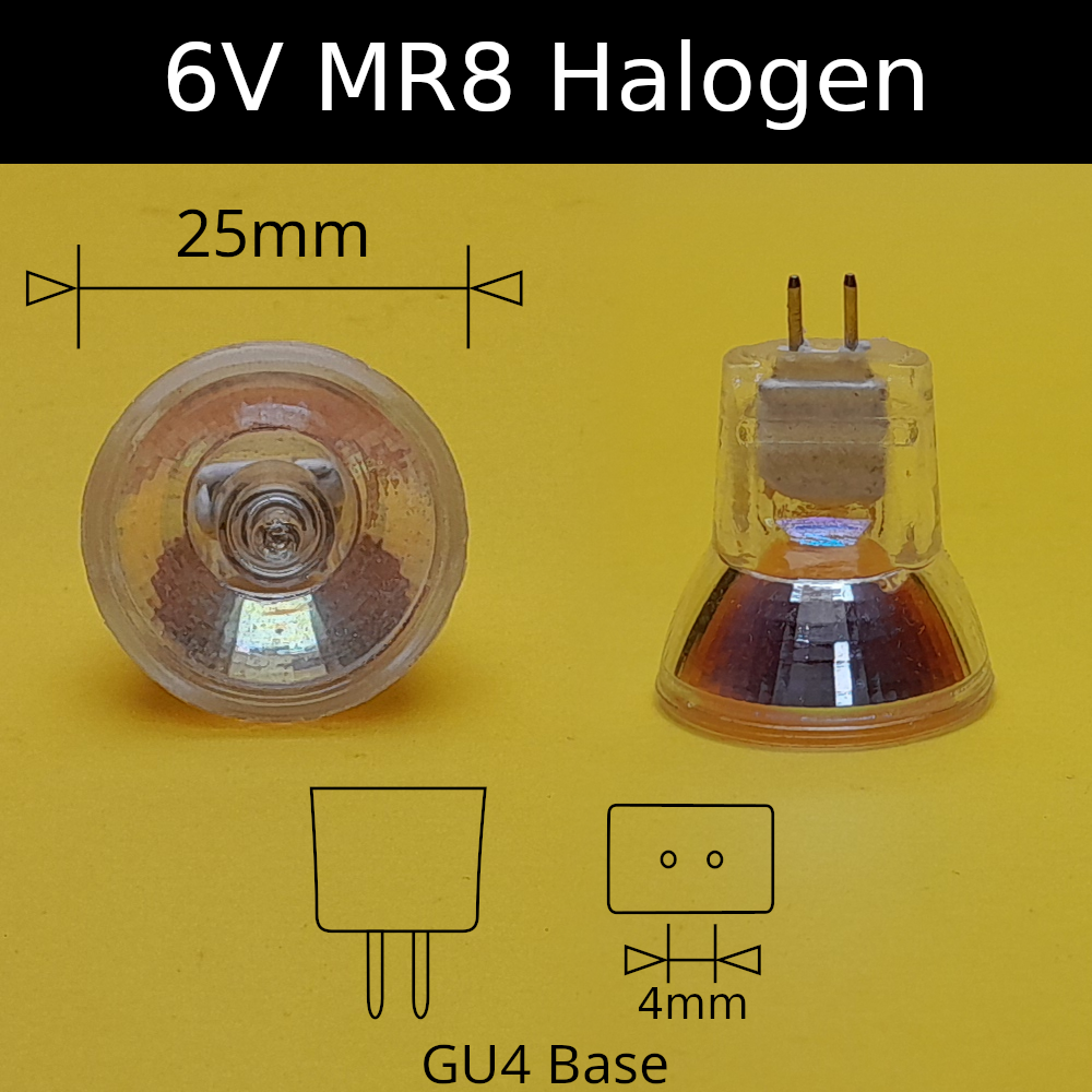 6V Halogen MR8 Reflectors