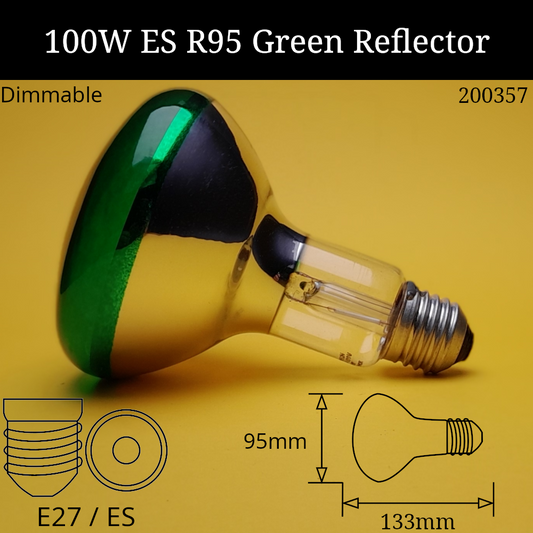 100W 230V ES R95 Green Incandescent Reflector