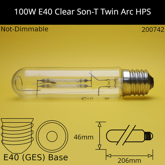 100W GES Tubular Twin Arc High Pressure Sodium (HPS / SON-T)