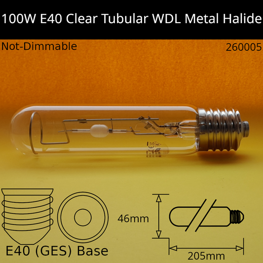 100W GES Tubular Clear WDL Metal Halide