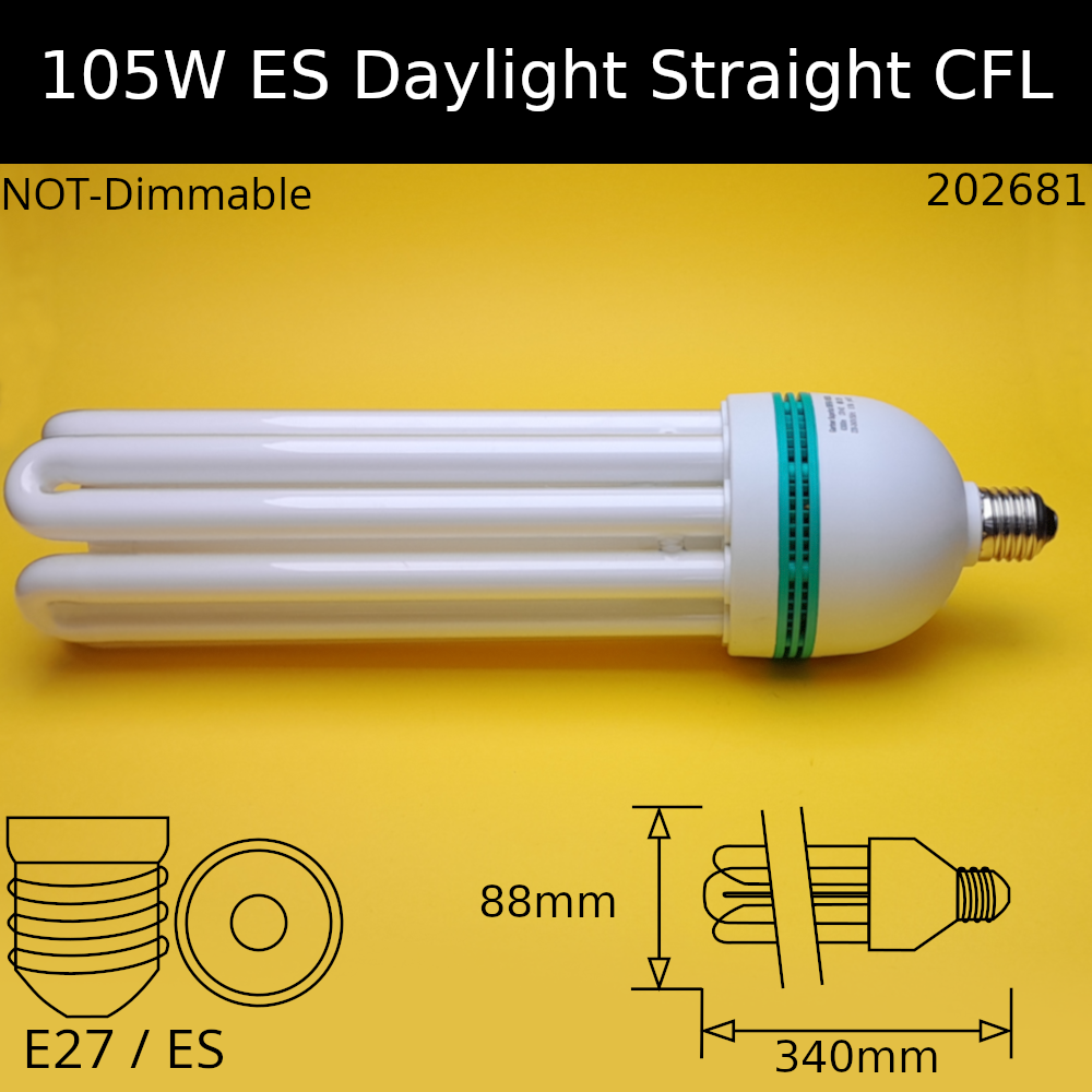 105W 230V ES Straight 6,500K Daylight 865 Compact Fluorescent