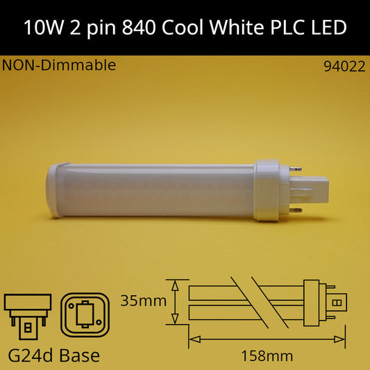 10W G24d (2 Pin) Cool White 840 LED