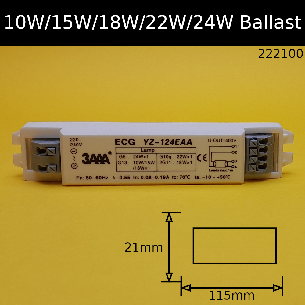 10W / 15W / 18W / 22W / 24W Single Fluorescent Electronic Ballast