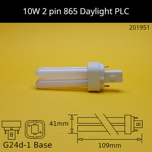 10W G24d (2 Pin) PLC 6,500K Daylight 865 Compact Fluorescent