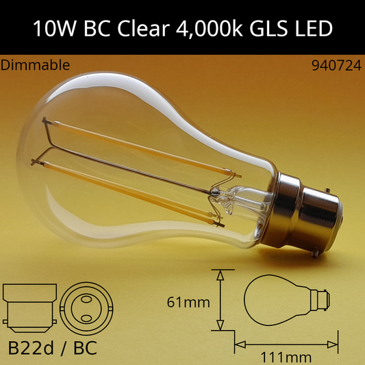 B22D (BC) / 4,000K - Cool White / 10.5W - 1350lm - Dimmable