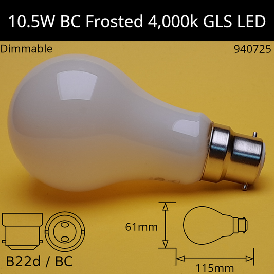 B22D (BC) / 4,000K - Cool White / 10.5W - 1350lm - Dimmable