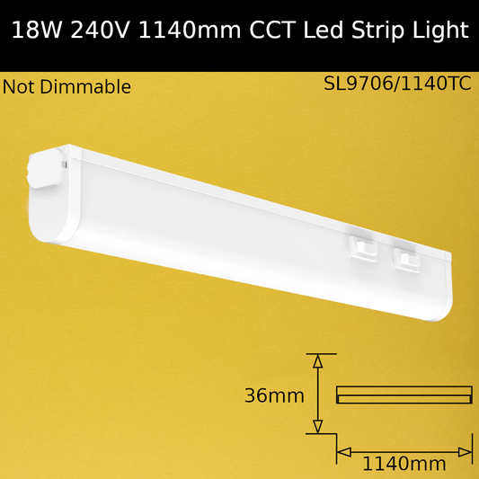 18W 230V 1140mm CCT LED Striplight Fitting