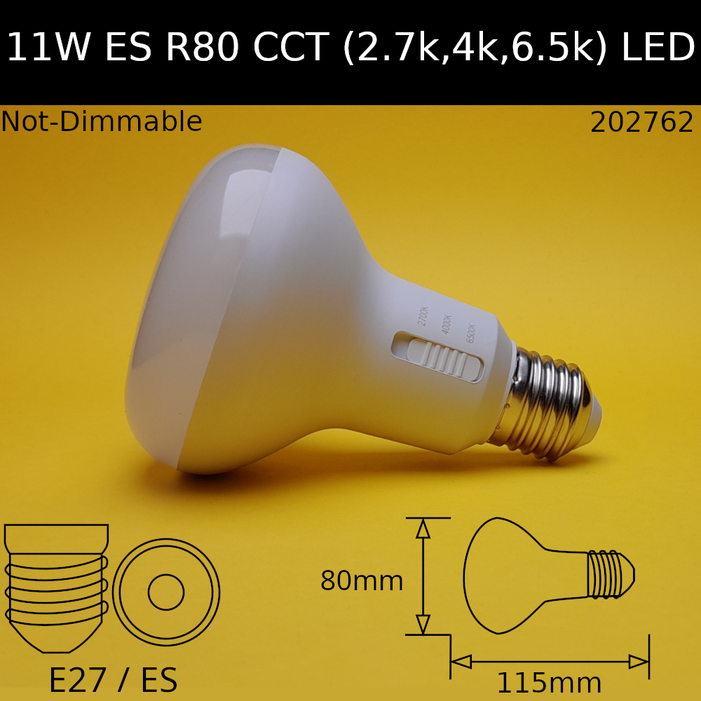 11W 230V ES R80 CCT Warm White, Cool White, Daylight LED
