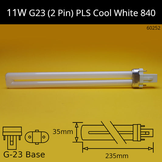 11W G23 (2 Pin) PLS 4,000K Cool White 840 Compact Fluorescent
