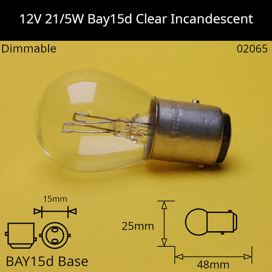 12V 21/5W BAY15d Automotive / Miniature Incandescent Bulb