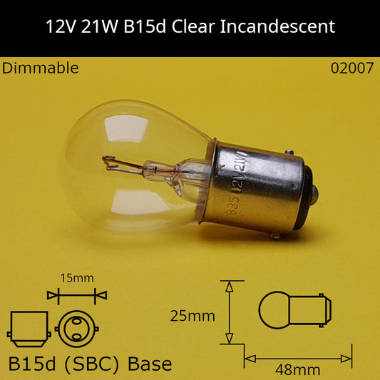 12V 21W B15d / Ba15d (SBC) Automotive / Miniature Incandescent Bulb