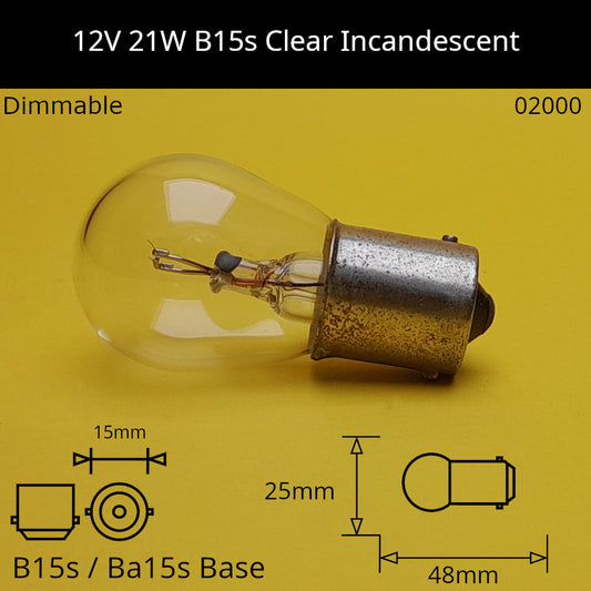 12V 21W B15s / Ba15s (SCC) Automotive / Miniature Incandescent Bulb (Copy)