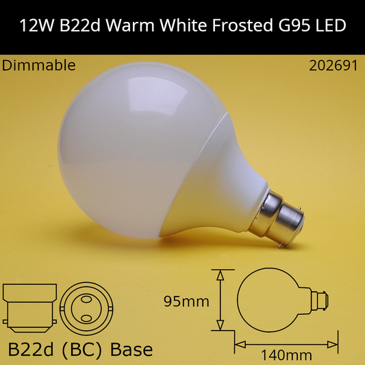 B22D (BC) / B22D (BC) / 12W - Warm White - 3000K - Dimmable - 1200lm