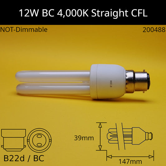 B22D (BC) / 12W - Cool White - 4000k / No Discount Available