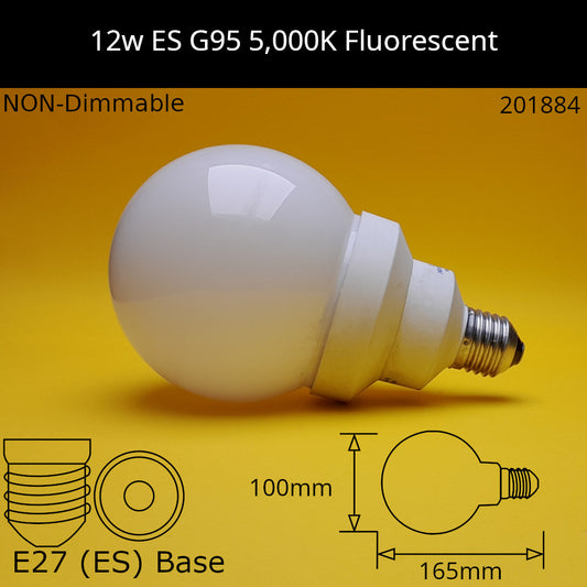 12W 230V ES G95 5,000K Fluorescent Dolly Bulb