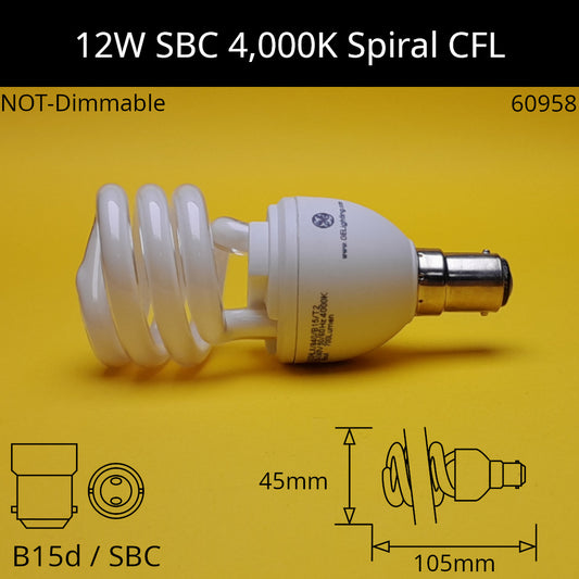 B15d (SBC) / 12W - 4,000K - Cool White / No Discount Available