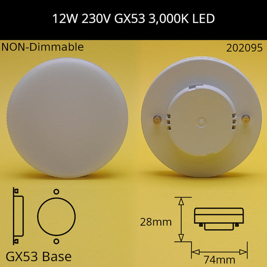 12w GX53 3000k Warm White LED