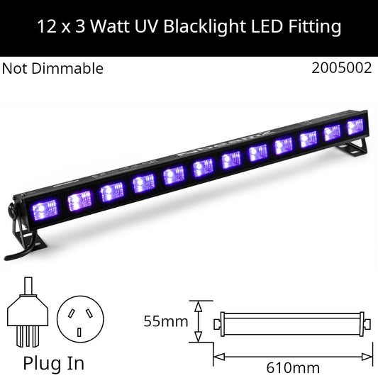 12 x 3 Watt UV Blacklight 610mm LED Fitting