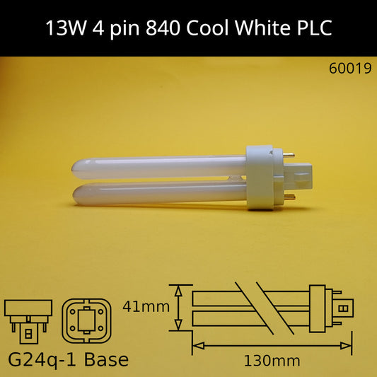 13W G24q (4 Pin) PLC 4,000K Cool White 840 Compact Fluorescent