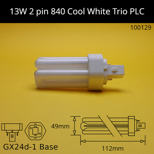 13W GX24d (2 Pin) PLC Trio 4,000K Cool White 840 Compact Fluorescent