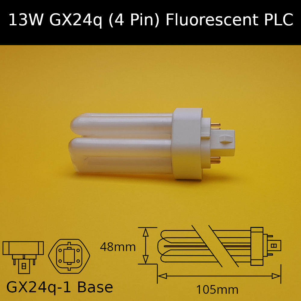 13W GX24q (4 Pin) Fluorescent PLC