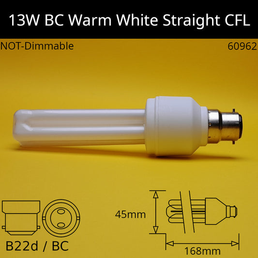 B22D (BC) / 13W - Warm White - 2700k / No Discount Available
