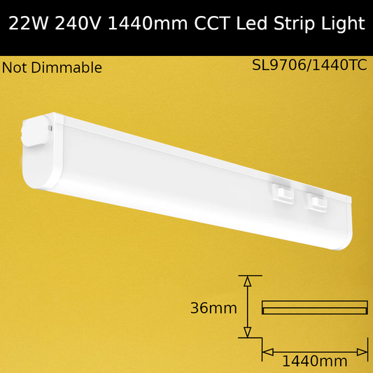 22W 230V 1440mm CCT LED Striplight Fitting