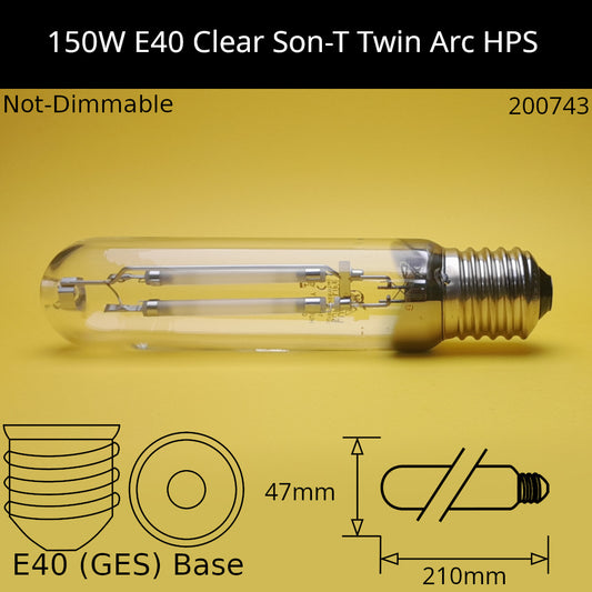 150W GES Tubular Twin Arc High Pressure Sodium (HPS / SON-T)
