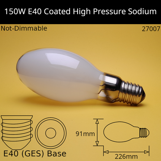 150W GES Elliptical High Pressure Sodium (HPS / SON) - External Ignitor