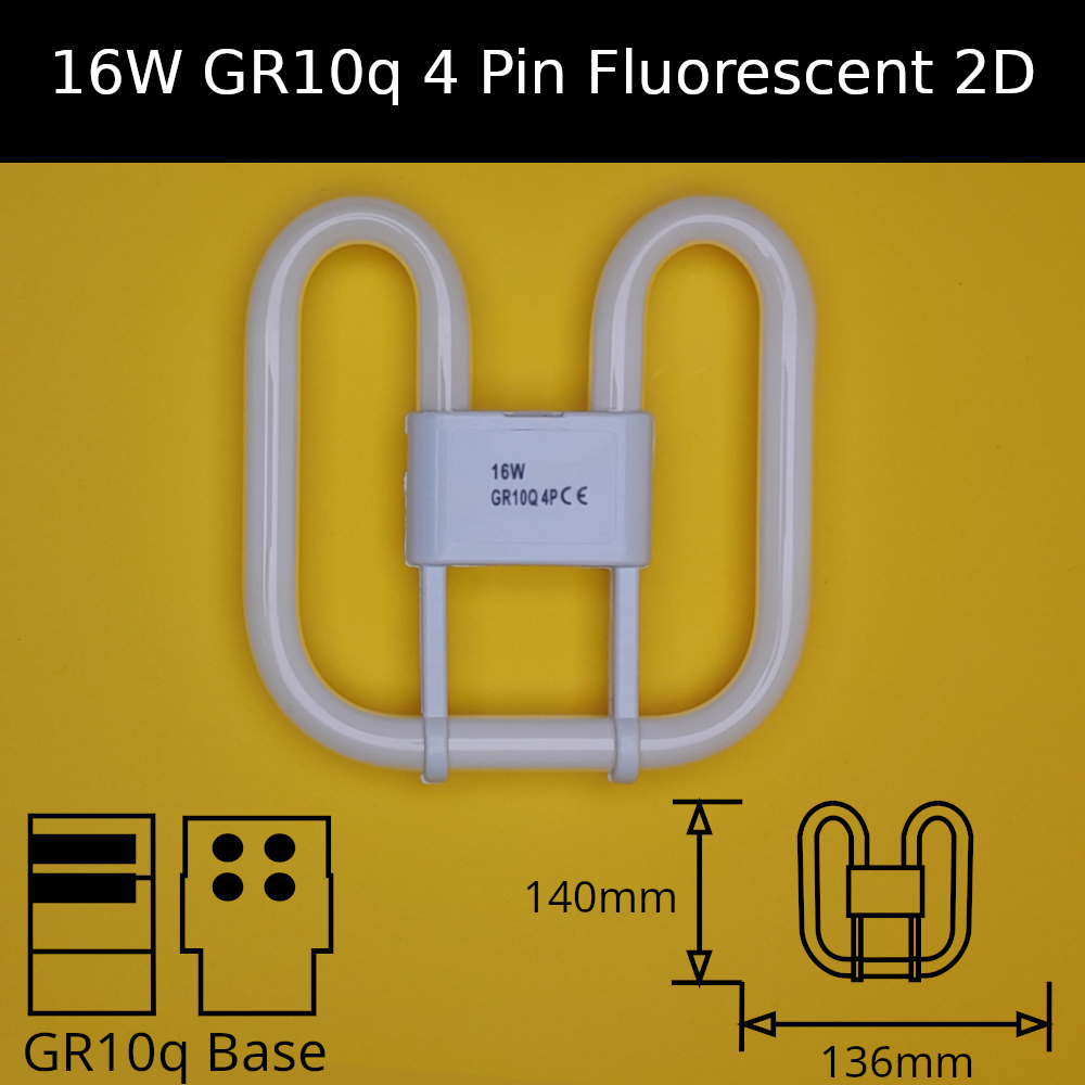 16W GR10q (4 Pin) 2D Compact Fluorescent