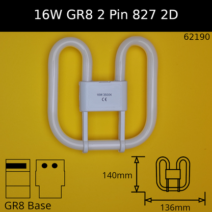 16W GR8 (2 Pin) 2D Compact Fluorescent
