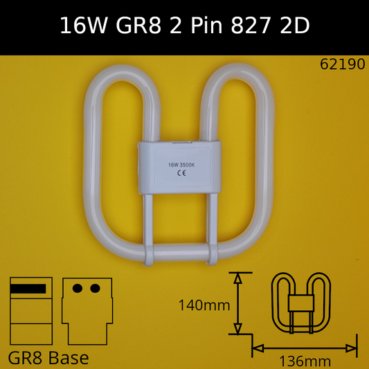 16W GR8 (2 Pin) 2D 2,700K Warm White 827 Compact Fluorescent