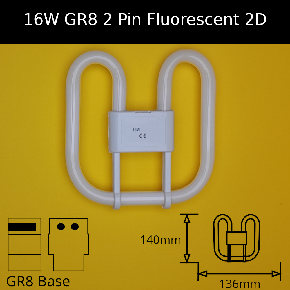 16W GR8 (2 Pin) 2D Compact Fluorescent