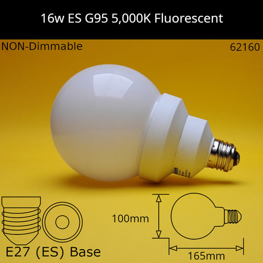 16W 230V ES G95 5,000K Fluorescent Dolly Bulb