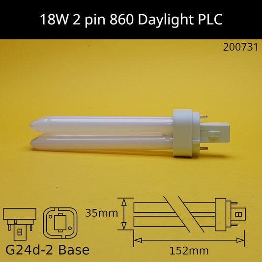 18W G24d (2 Pin) PLC 6,000K Daylight 860 Compact Fluorescent