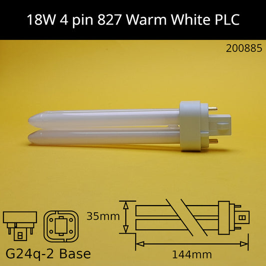 18W G24q (4 Pin) PLC 2,700K Warm White 827 Compact Fluorescent